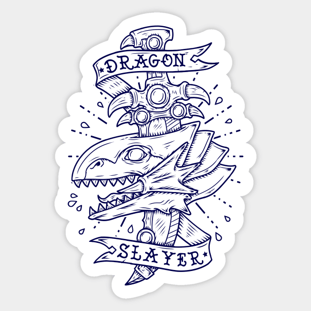 dragon slayer- lines Sticker by Firebrander